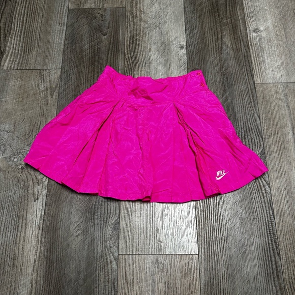 Vintage Nike Challenge Court Nylon Pleated hot Pink Tennis Skirt 6 skort pickle - Picture 3 of 9